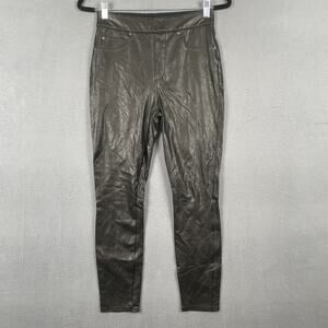 Spanx Faux Leather Leggings Womens Small Black High Rise Slim Stretch Pants S/P